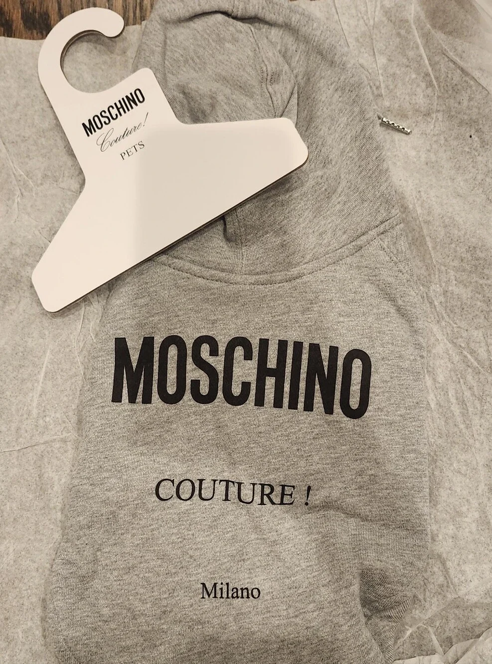 New Moschino Grey Dog Hoodie